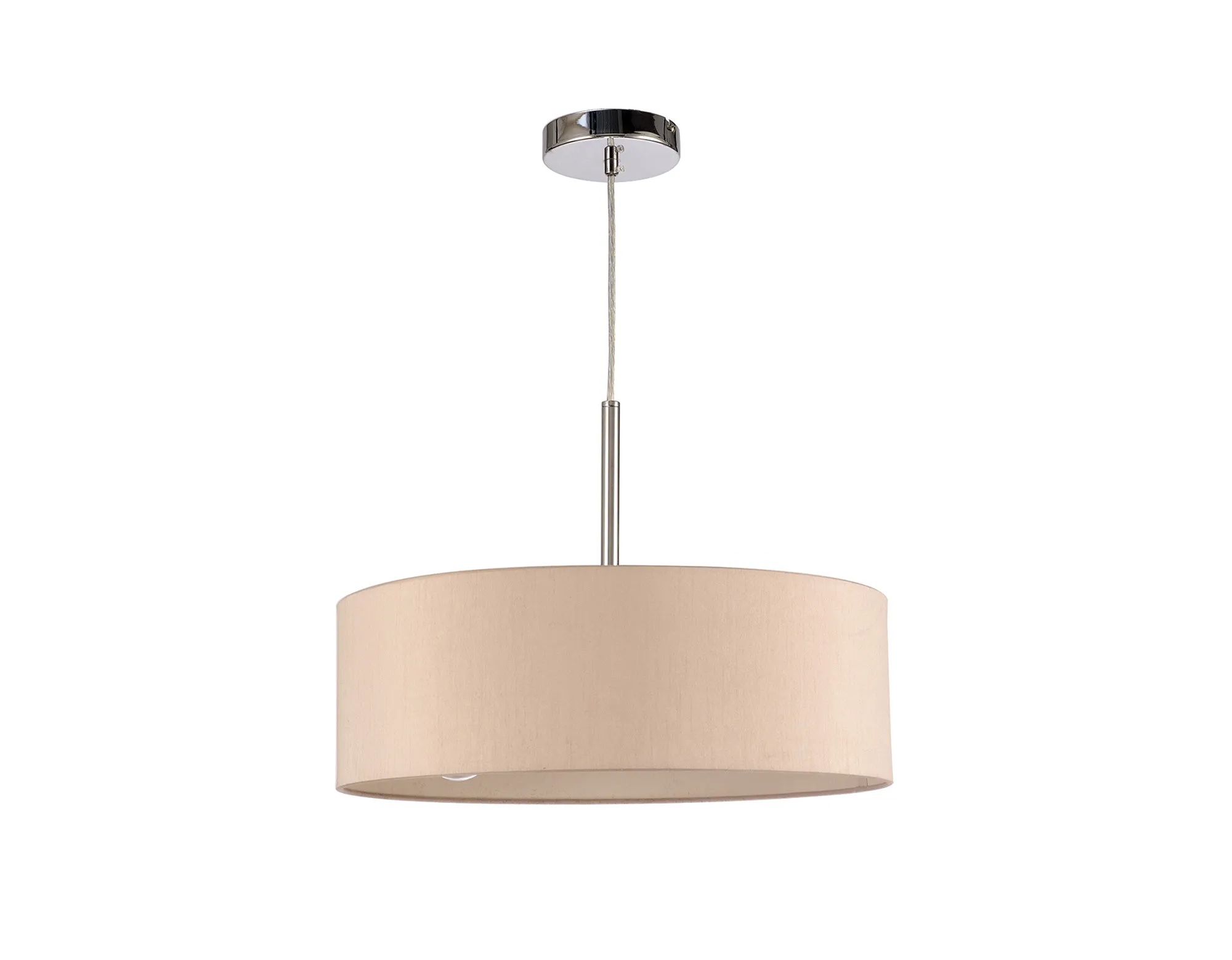Baymont 45cm 3 Light Pendant Polished Chrome, Nude Beige/Moonlight DK0687  Deco Baymont CH NU